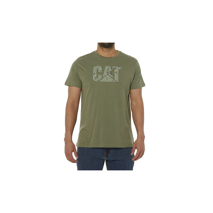 Caterpillar Earth Cat Fill Miesten T-Shirts Vihreä | FI-7342