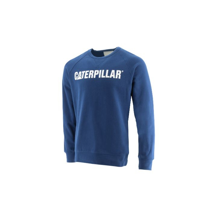 Caterpillar Foundation Crewneck Sweatshirt Miesten Pusero Sininen | FI-6470