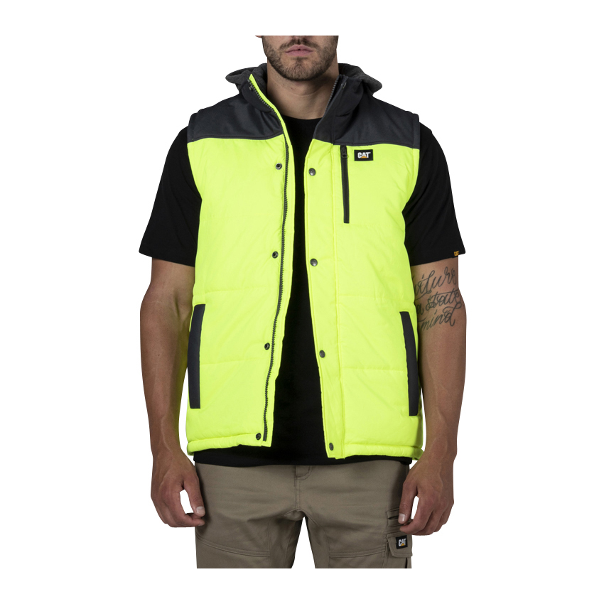 Caterpillar Hi Vis Hupullinen Työ Miesten Liivit Yellow/Black | FI-0743