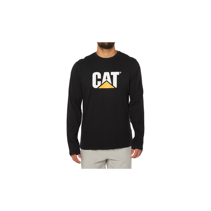 Caterpillar Original Fit Ls Logo Miesten T-Shirts Mustat | FI-3478